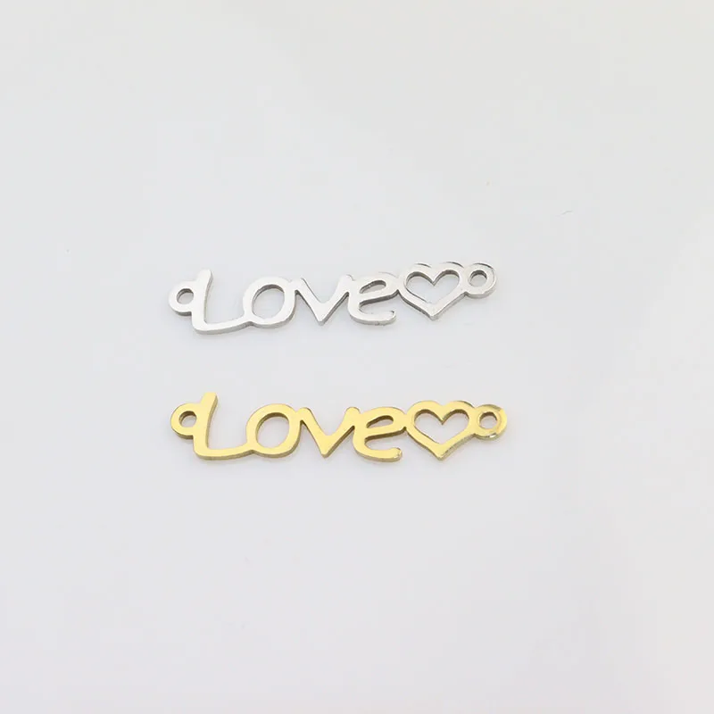 10pcs Stainless Steel Shiny Polished Heart Jewelry Charms Pendant DIY Handcraft  Vacuum Plate Waterproof Antiallergic