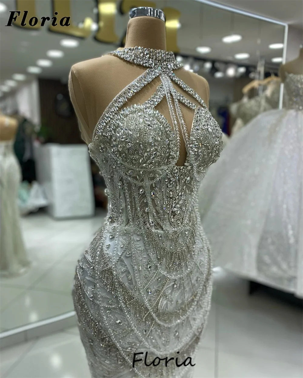 Vestidos de noite marfim Beading Tassel, Vestido de casamento sereia, Vestido de noivado, Alta costura, 2024