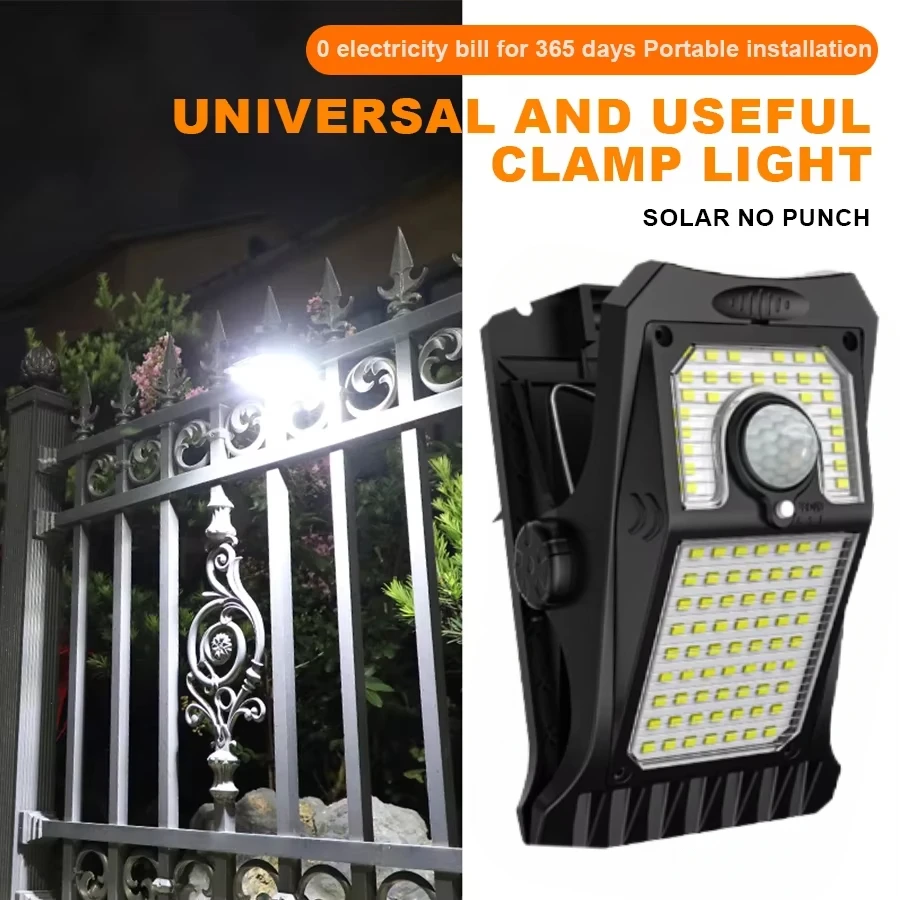 

Clip Sensor Solar Light Super Bright Motion Sensor Light Solar/USB Charging Outdoor Lamp Plant lighting for Camping Patio Garden