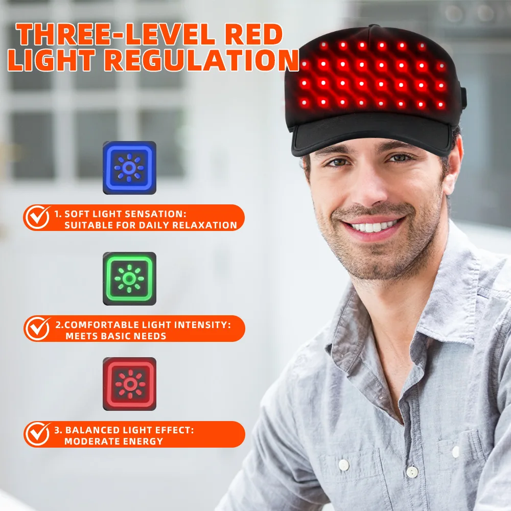 Red Light Therapy Hair Growth Cap Rechargeable Scalp Care Hat USB Portable Wireless Hair Regrowth Massage Cap