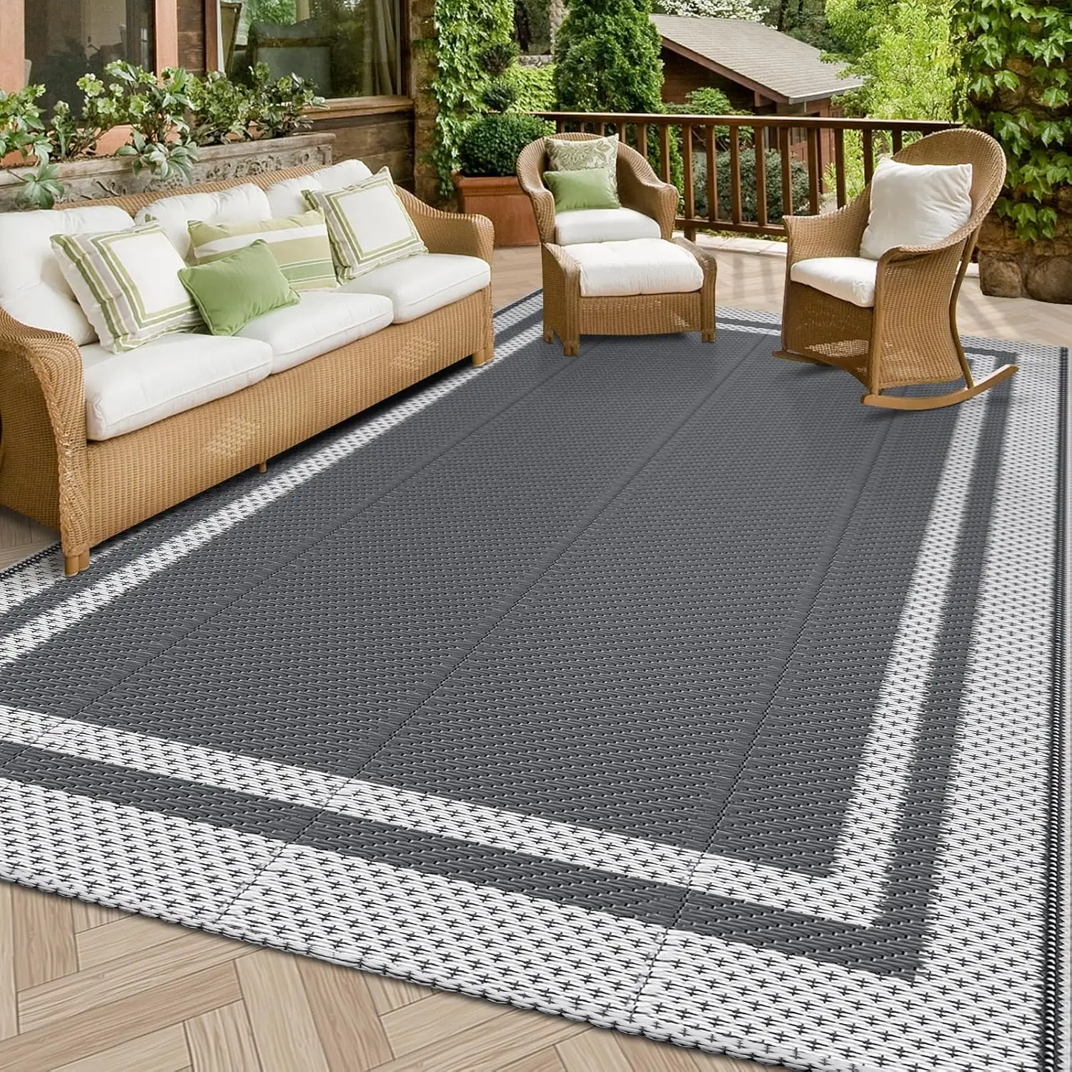 

Outdoor Rug Reversible Portable Plastic Straw Camping Rugs for Outside RV,Large Waterproof Outdoor Area Rugs for Patio,Deck,P