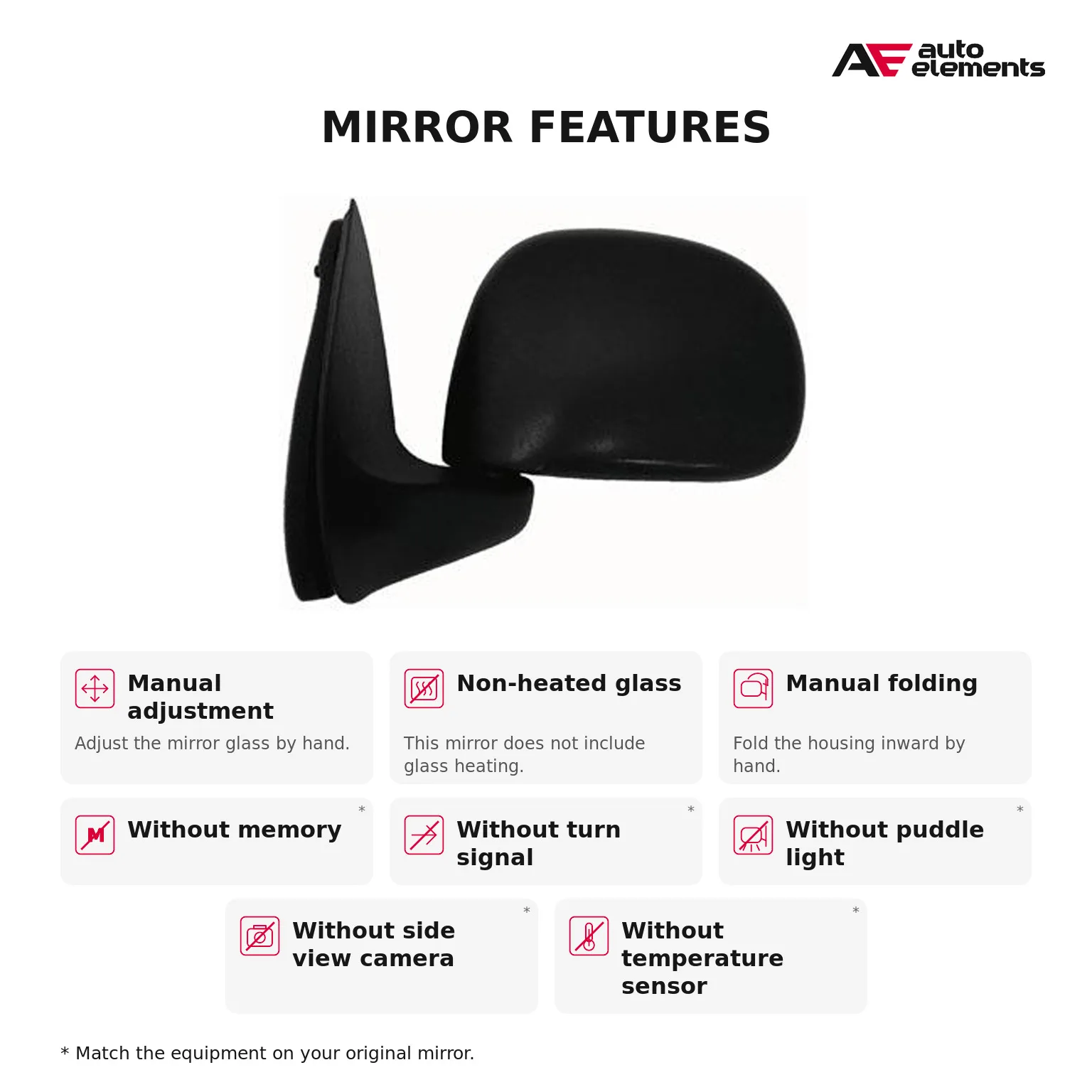 Autoelements Door Mirror Driver Side For 1997-2002 Ford F-150 F-250