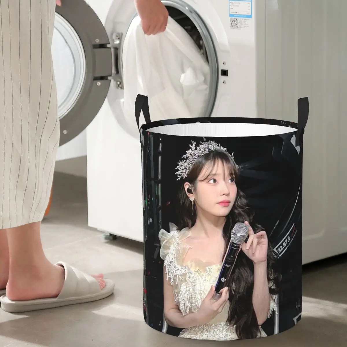 

IU Lee Ji-eun Korean Actress I-idol Foldable Laundry Baskets Dirty Clothes Sundries Storage Basket Home Organizer Hamper
