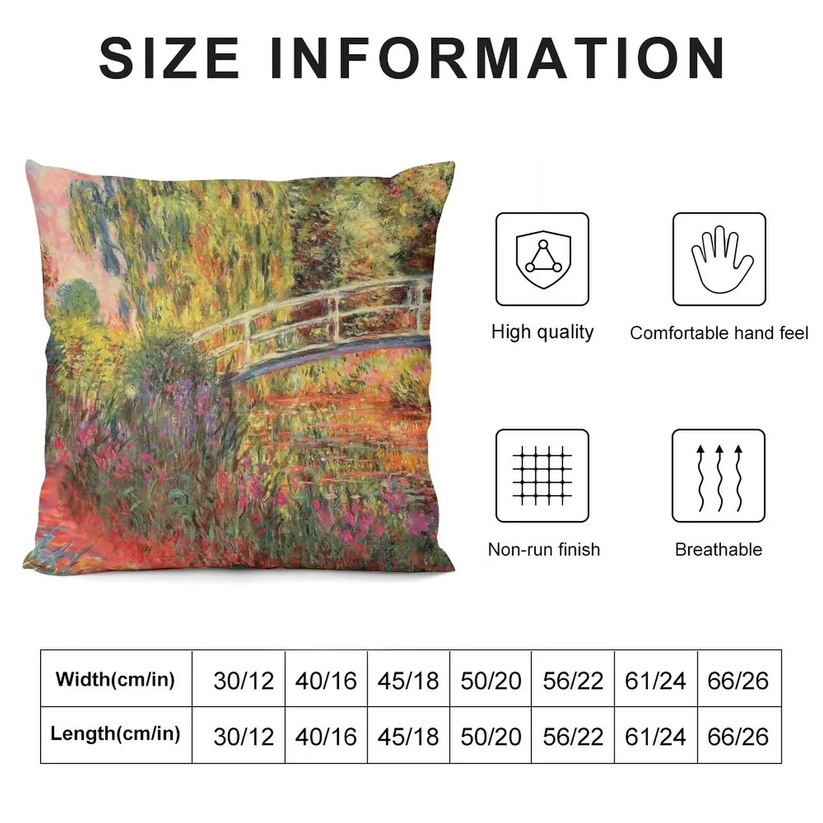 Monet The Japanese Bridge (The Water-Lily Pond, Water Irises) Throw Pillow New year Sofa Cushions Covers pillow