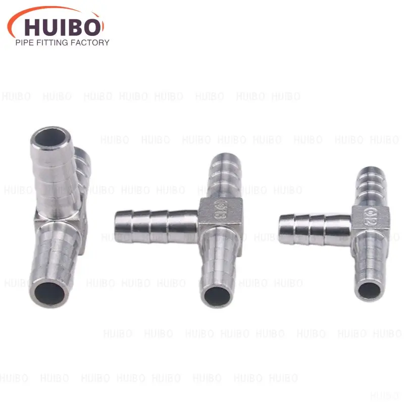 1pcs 304 Stainless Steel T-Shape Tee Barb Hose Fittings 6mm- 32mm Pagoda Plumbing Connector 3 Way Hose Tube Barb Barbed Coupling