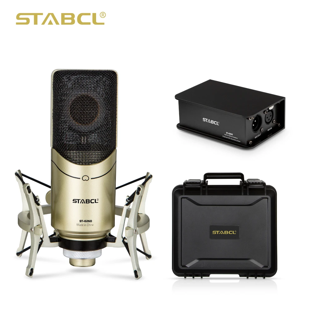 STABCL Live Broadcast Large Diaphragm Box Condenser Microphone Set Professional Recording and Singing of Host Radio