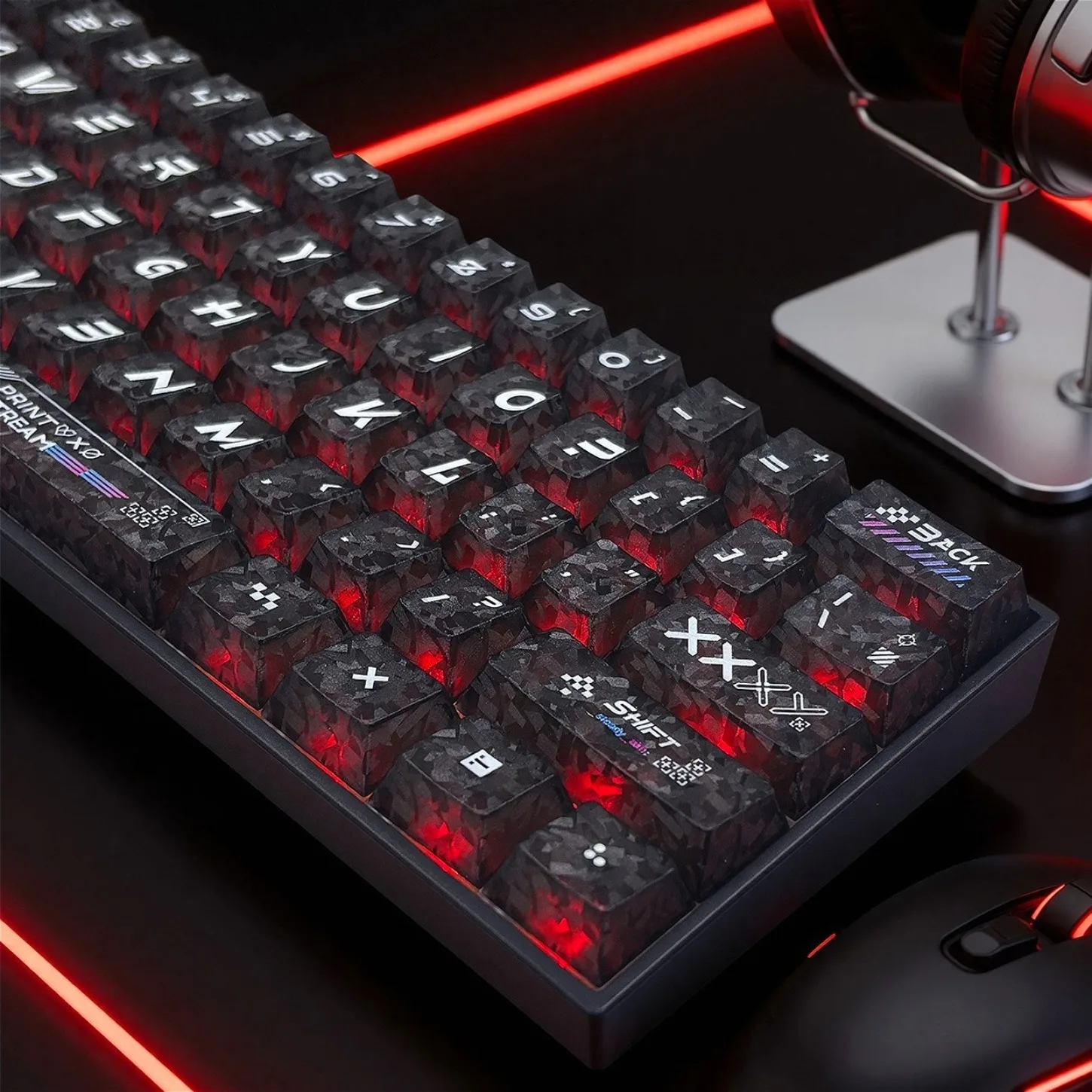 

Black and White Printed Carbon Fiber Texture Cherry Keycaps with 136 Keys for English/Japanese/Russian/Korean Keycaps Selection