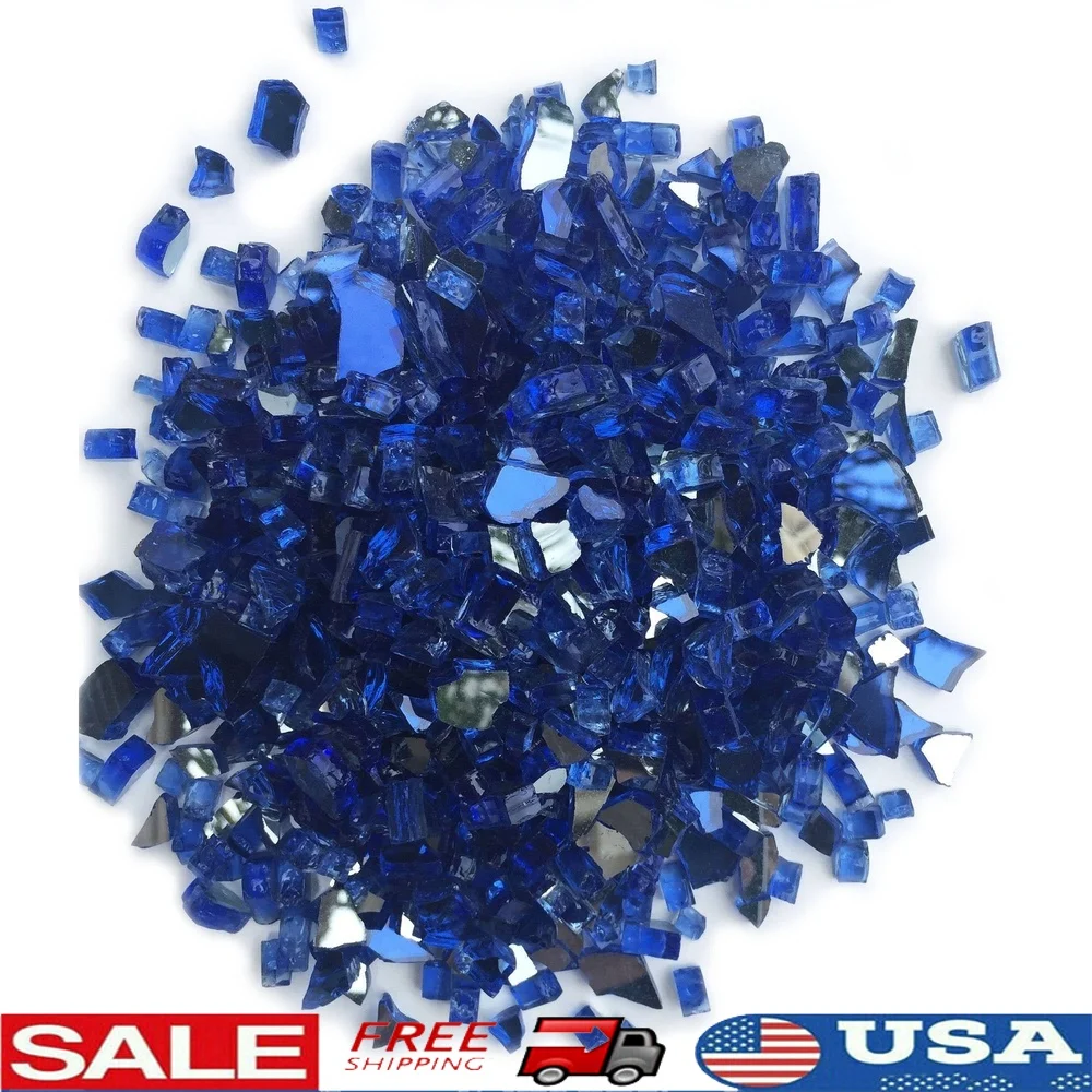 

1/4 Inch Cobalt Blue Reflective Fire Glass Decorative 10lb Heat Treated Fire Pit Glass Indoor Outdoor Modern Stylish Display