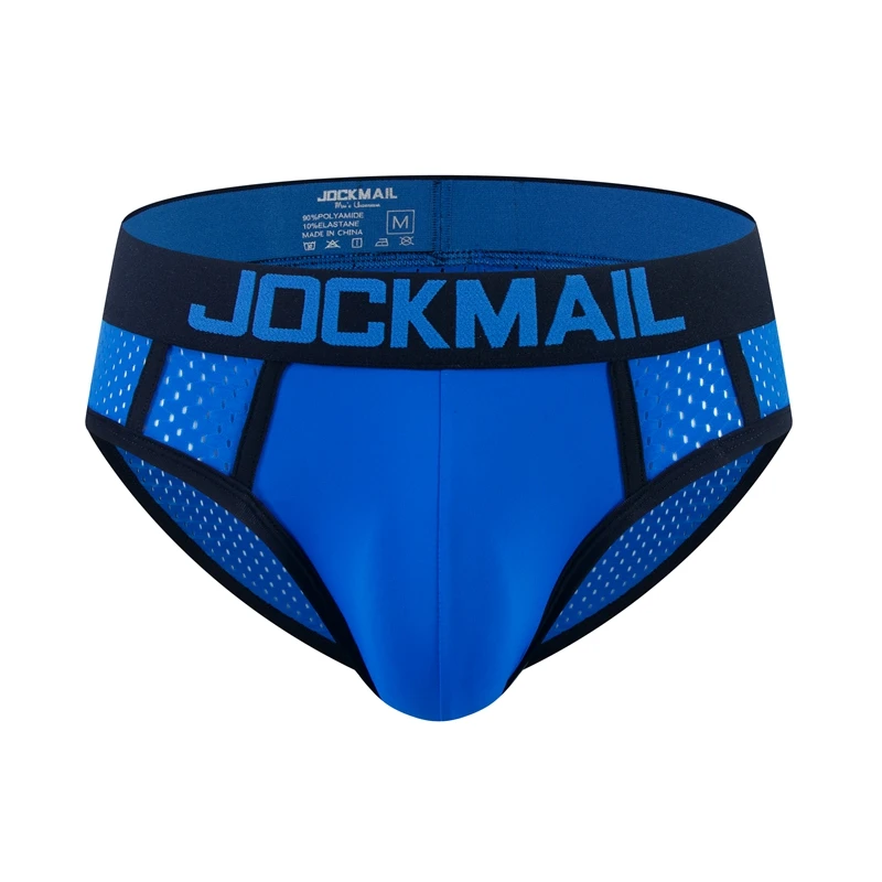 Трусы-брифы JOCKMAIL мужские сетчатые, Брендовое быстросохнущее дышащее нижнее белье для геев, брифы с вырезами из вискозы