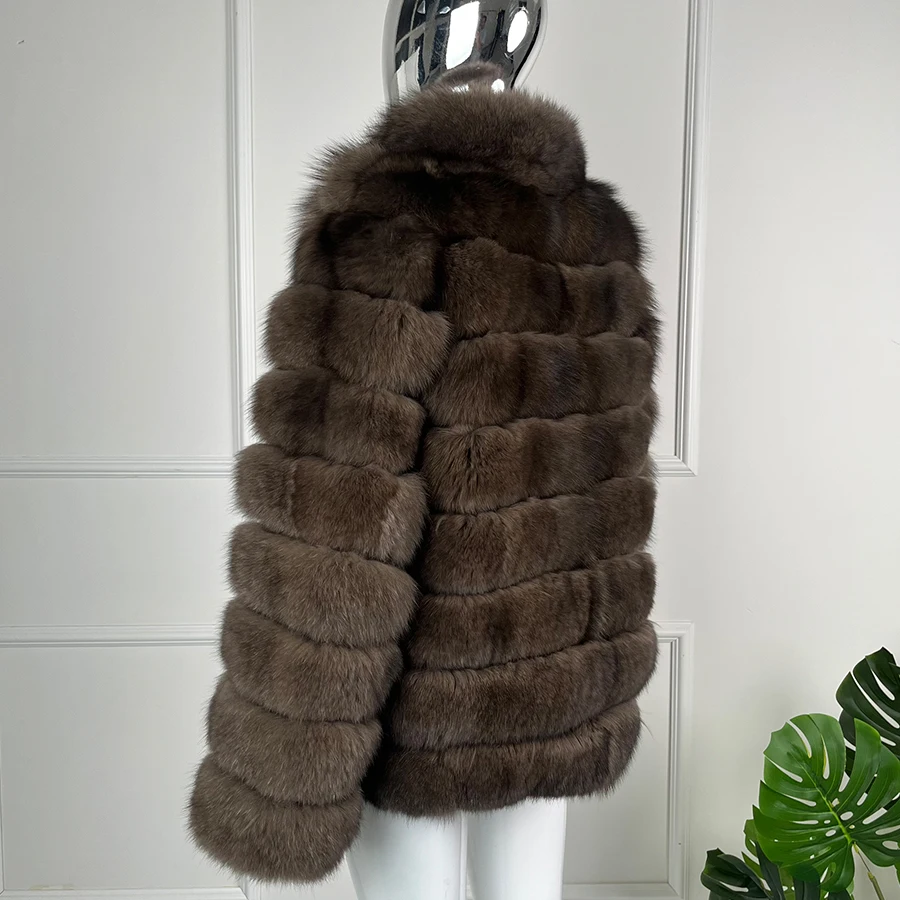 Real Fur Coat Womans Fox Fur Jackets Turndown Collar 2024 Fashion High Quality Long Genuine Fox Fur Coats