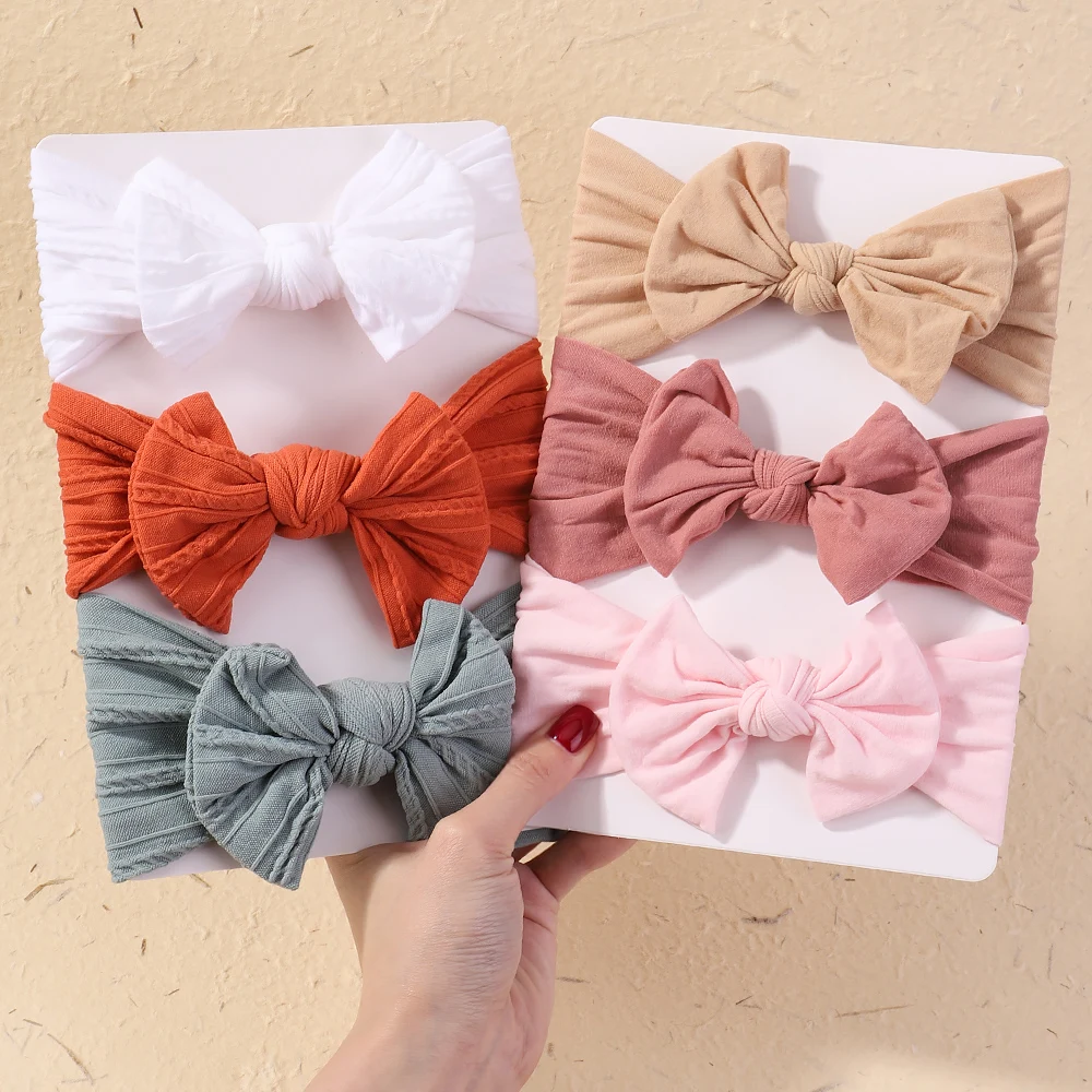 

3Pcs/Set Newborn Baby Headband For Girls Elastic Knit Children Turban Baby Bows Soft Nylon Kids Headwear Hair Accessories Gifts