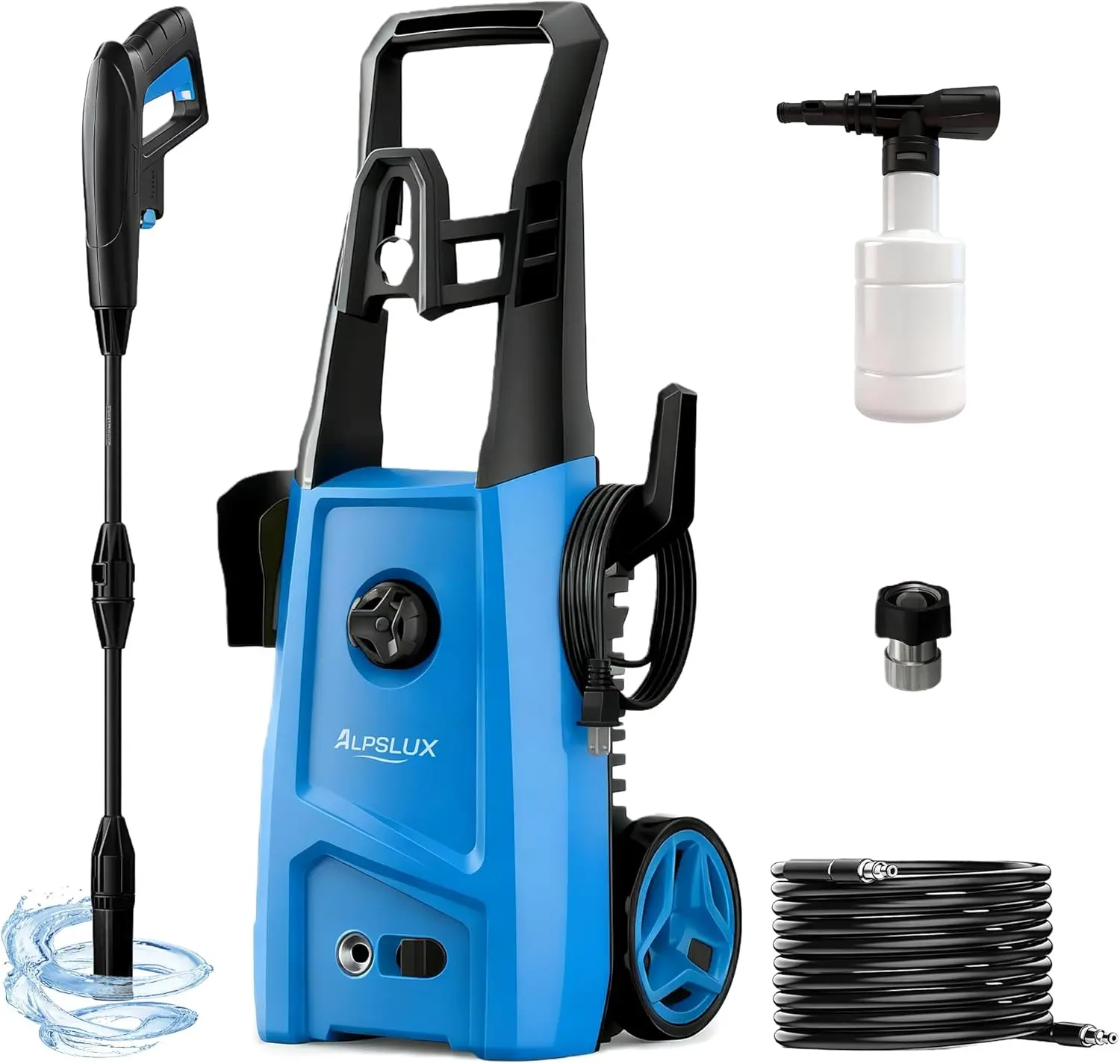 

Powerful Electric Pressure Washer with Foam Cannon, Adjustable Nozzle, and Dual Water Intake for Cars, Driveways, Patios