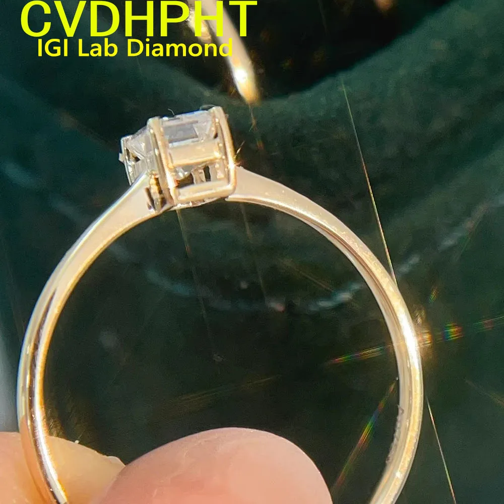 IGI Lab Growing Diamond Ring Emerald shape D Color 1 2 3Ct Solid 10K Yellow Gold Ring Diamond wedding ring Factory Engagement