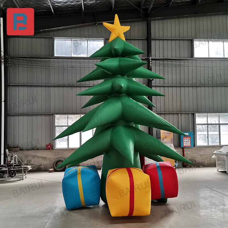 Green giant inflatable Christmas tree and Christmas gift boxes for display