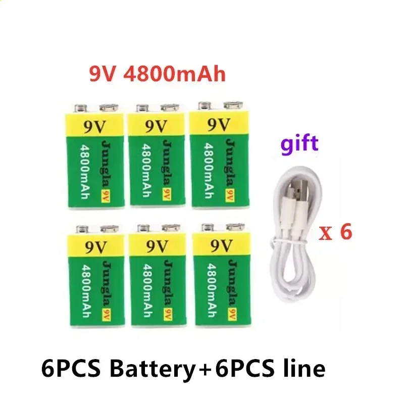 

9V 4800mAh lithium-ion rechargeable battery USB for multimeter microphone 9V lithium-ion toy remote control KTV use+line