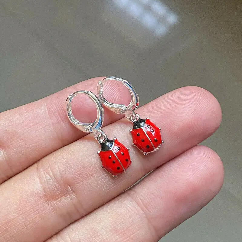 Fashion Cute Ladybug Earrings for Girls Women Lovely Insect Animal Dangle Earring Kids Party Jewelry Wholesale