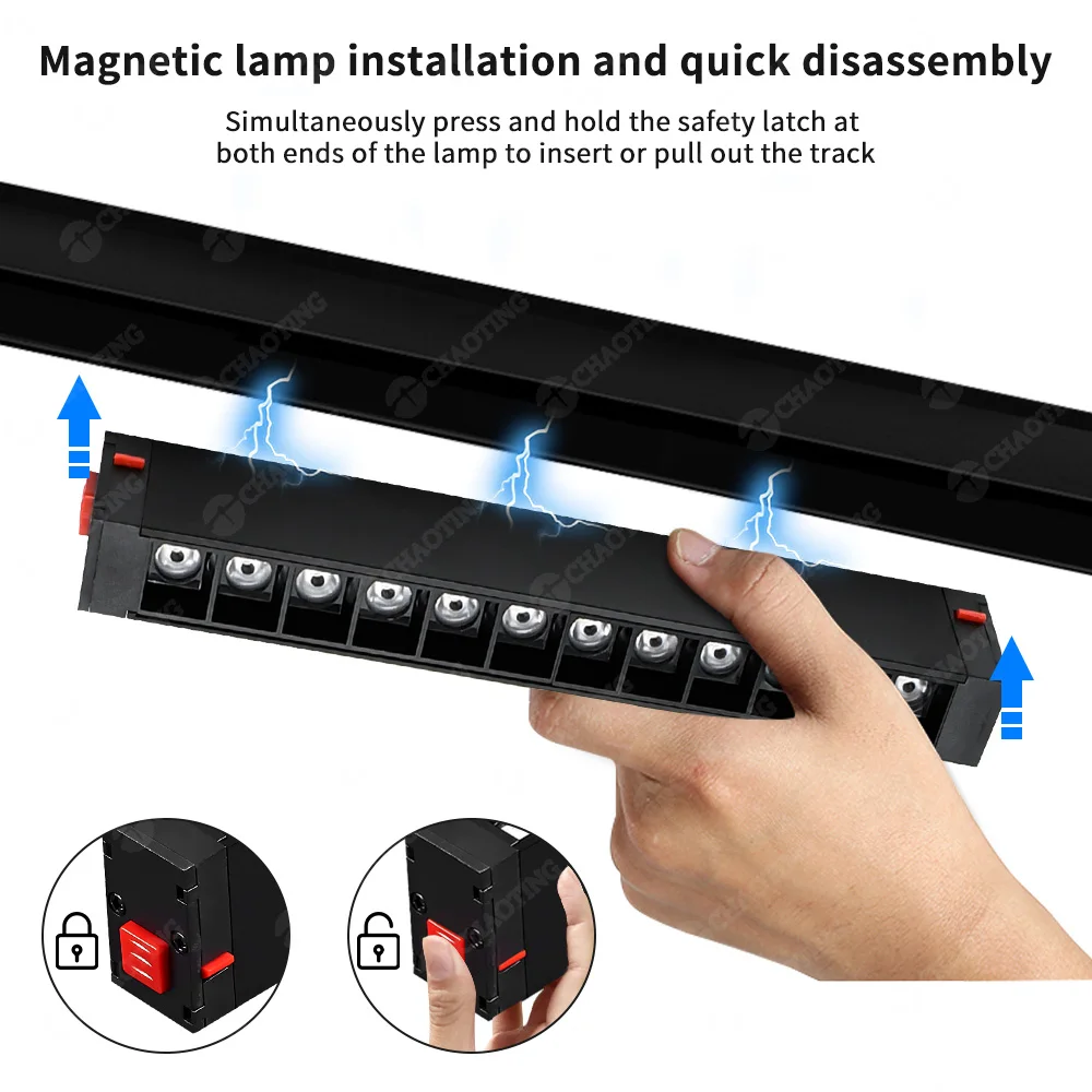 Modern 9W 18W Cob Magnetic Indoor Ceil Recessed Track Focus Spot Light Dimmable LED Rail Linear Grille Lamp System Aluminum Body
