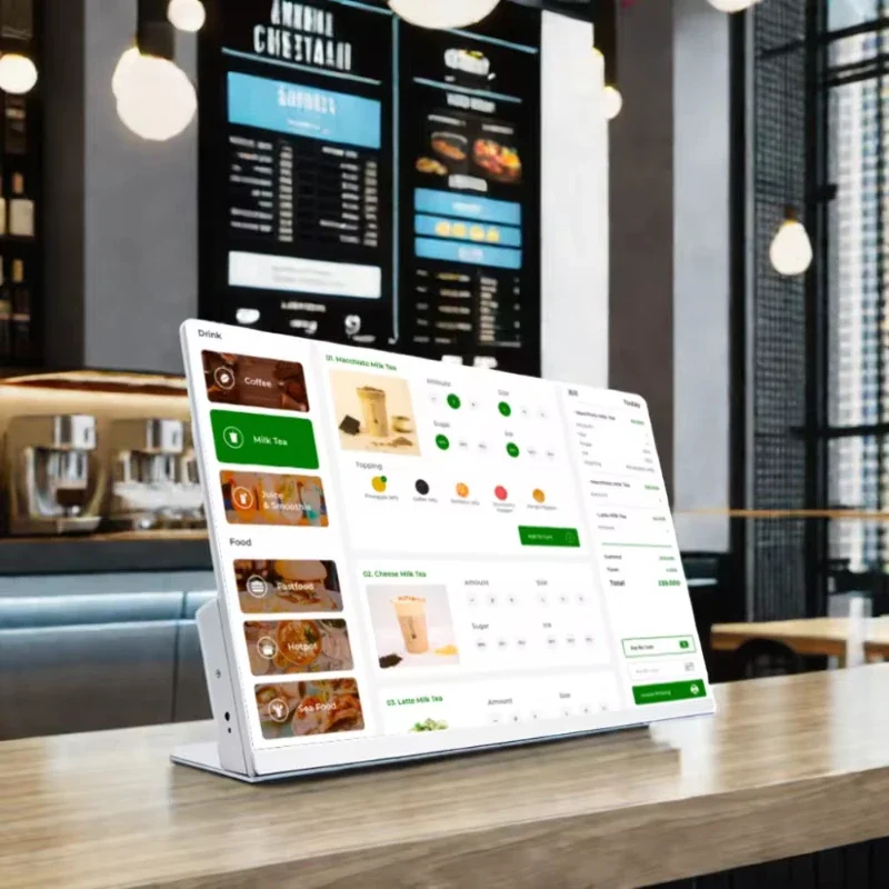 23.8 24 inch Android tablet indoor restaurant touch order screen boards for milk tea shop restaurants desktop digital menu board