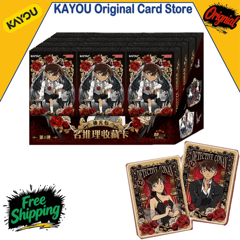 genuine-kayou-detective-conan-·-glow-pack-serie-1-anime-reasoning-tarjetas-coleccionables-paquete-de-refuerzo-juguetes-regalos-caja-original