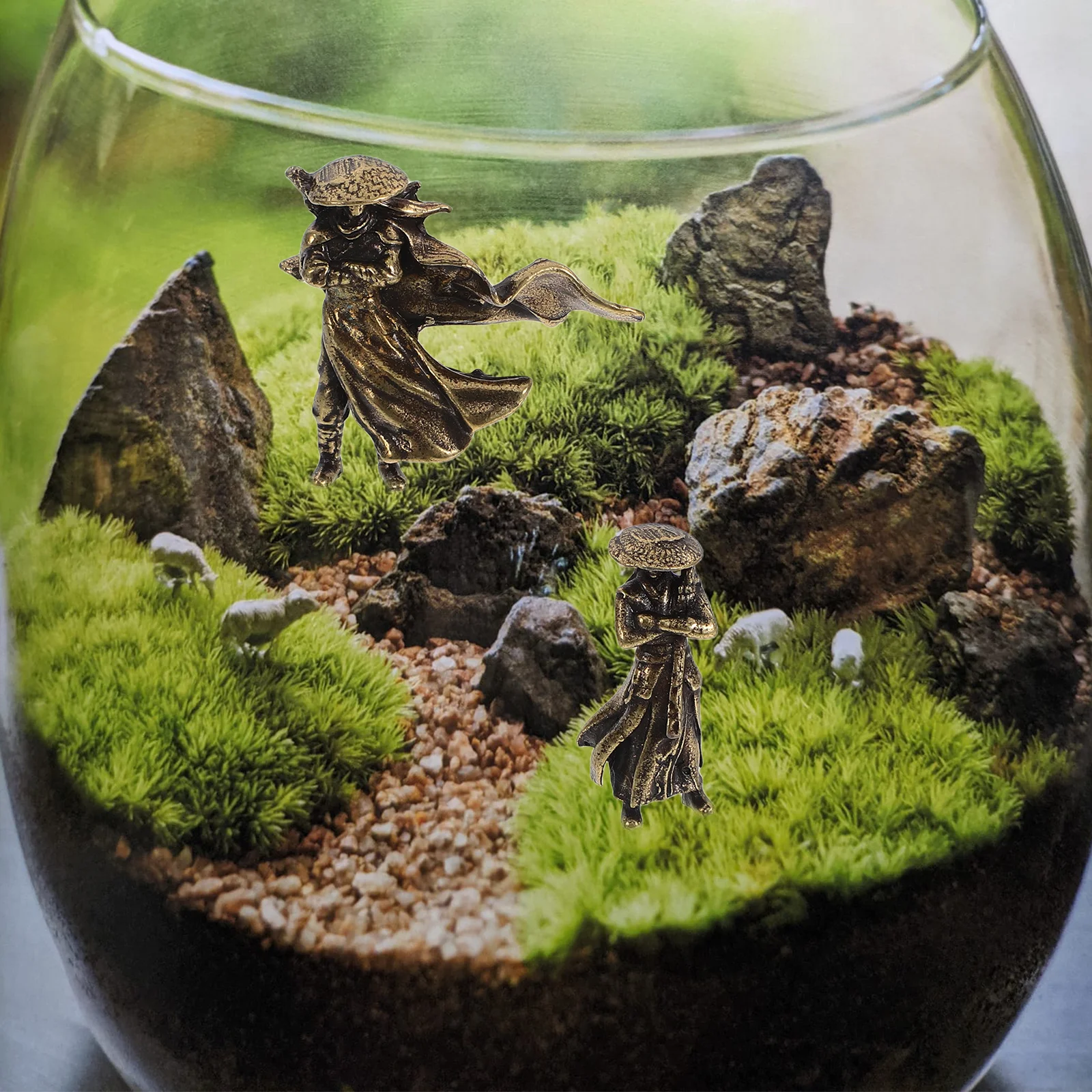 

2pcs Ancient Chinese Warrior Miniature Figurines Micro Landscape Garden Decoration Accessories Desktop Ornament For Bonsai