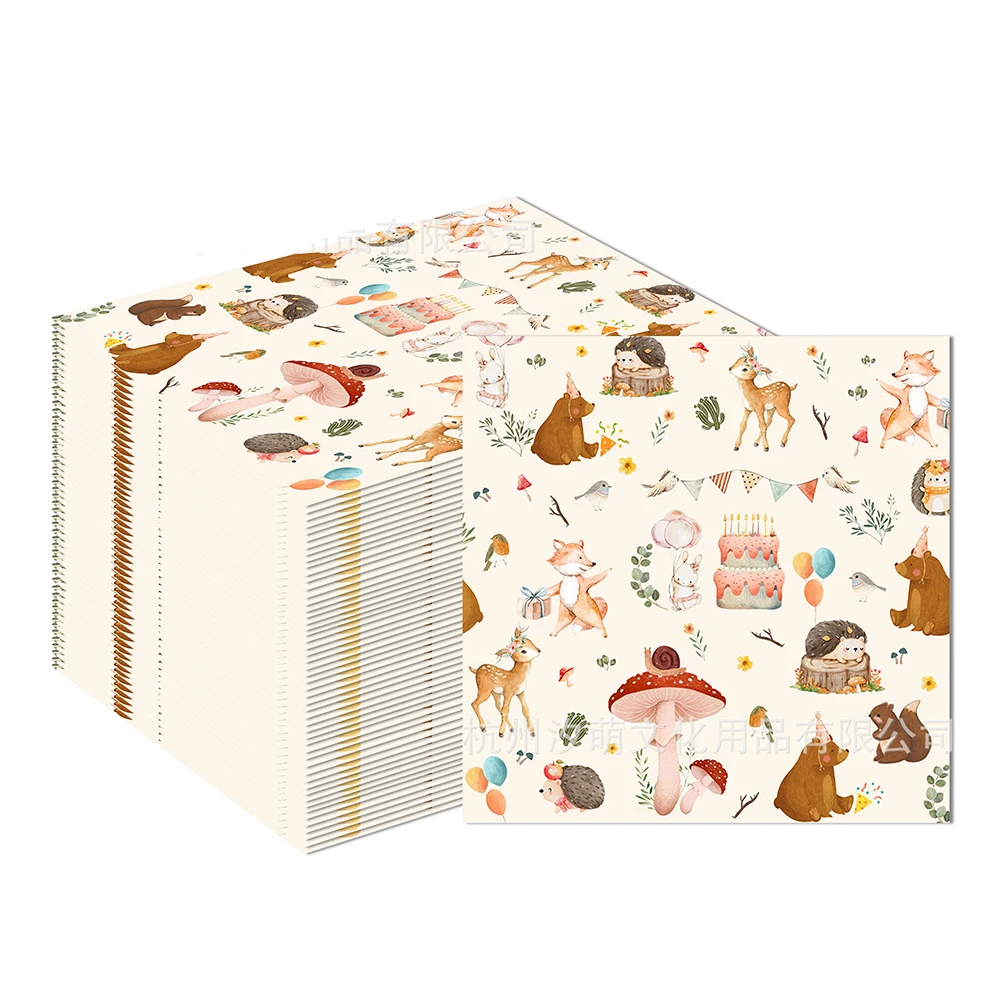 20/40/60 шт. бумажные салфетки с лесными животными, одноразовые салфетки с лесными животными, лиса, олень, коктейльные бумажные салфетки для вечеринок