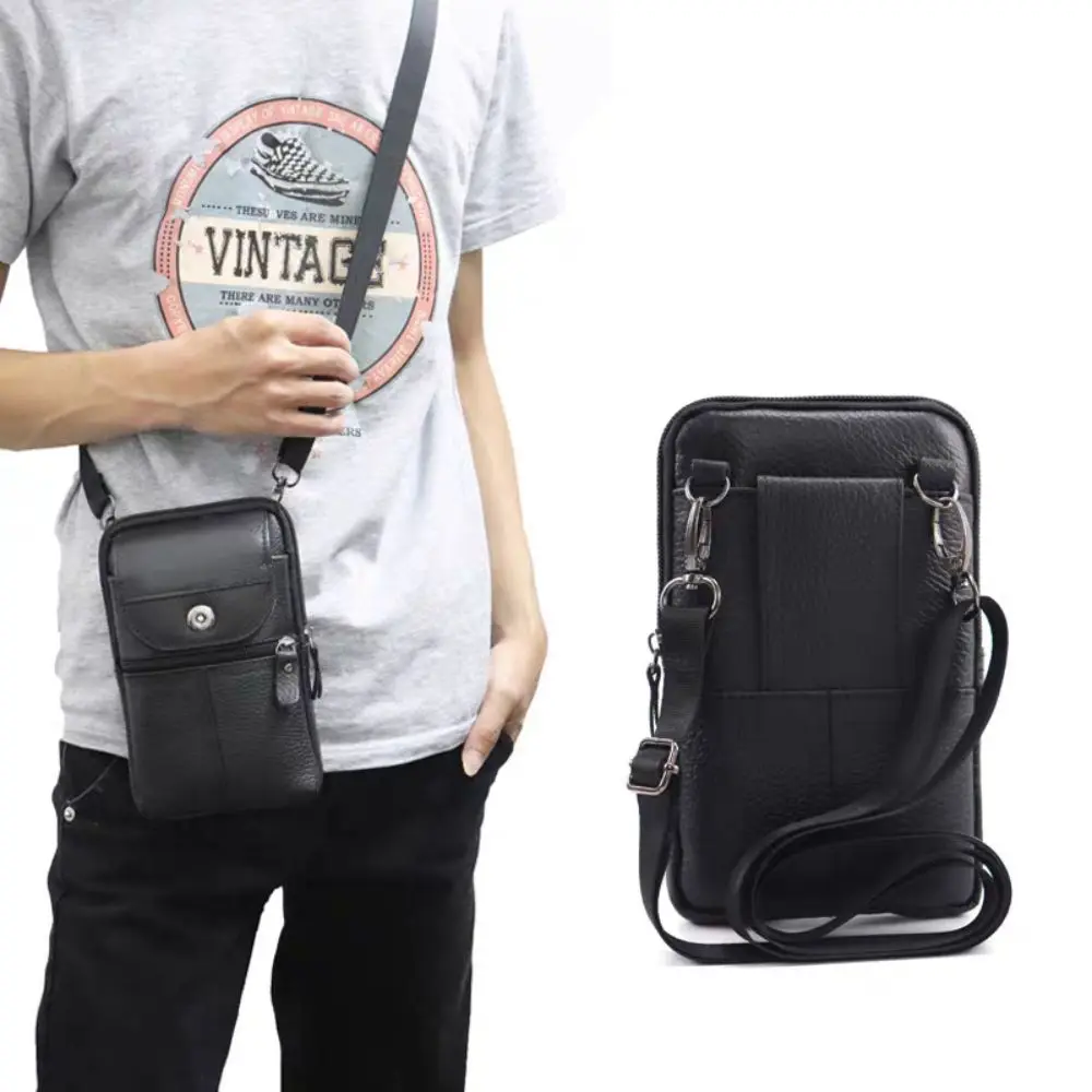 

PU Leather Mobile Phone Pouch Cards Holder Vertical Belt Waist Bag Sport Waterproof Phone Belt Hanging Pouch Outdoor Sports