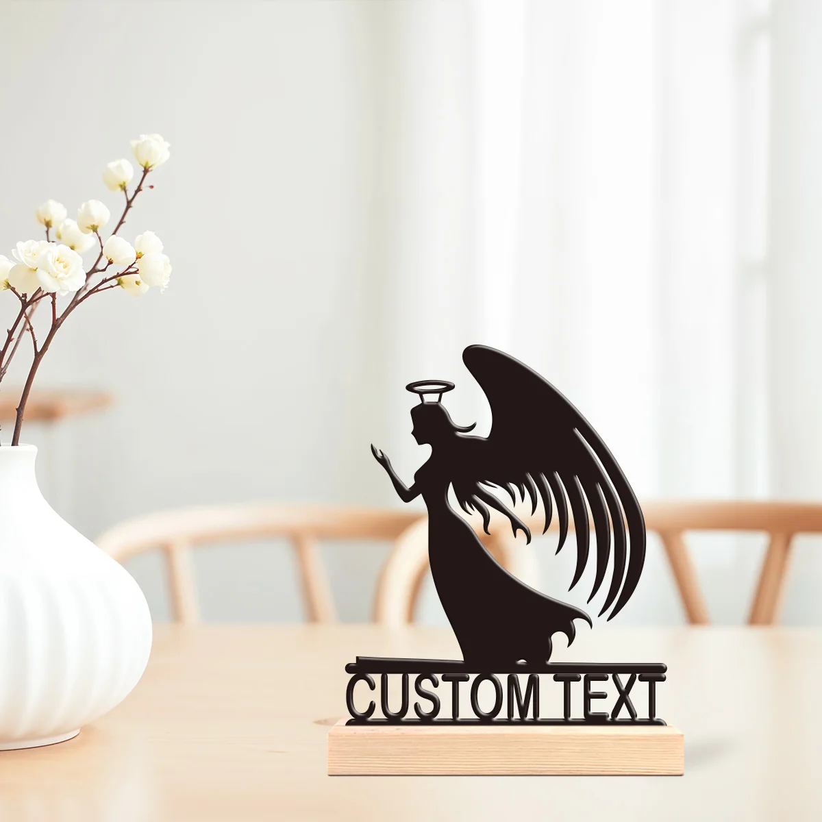 1pc Customized Wrought Iron Desktop Ornaments Custom Name With Wooden Base Home or Office Decorations