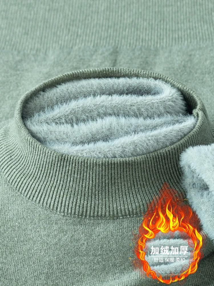 

Мужской облегающий свитер с высоким воротом, утепленный флисом, теплый, зимний, модный, повседневный, с длинным рукавом