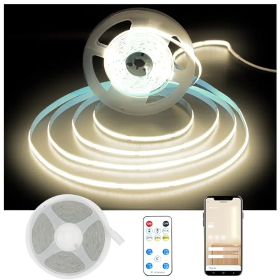 

COB LED Strip LightLED Lights Natural White Dotless Strip Lights 3200 LEDs Super Bright Dimmable 24V Flexible Tape Lights with