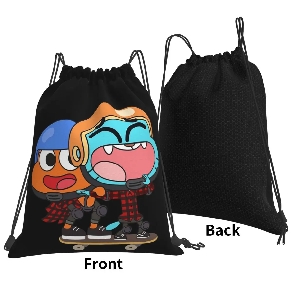 Gumball Darwin Skate Backpacks Portable Drawstring Bags Sports Bag Book Bags for Man Woman Students