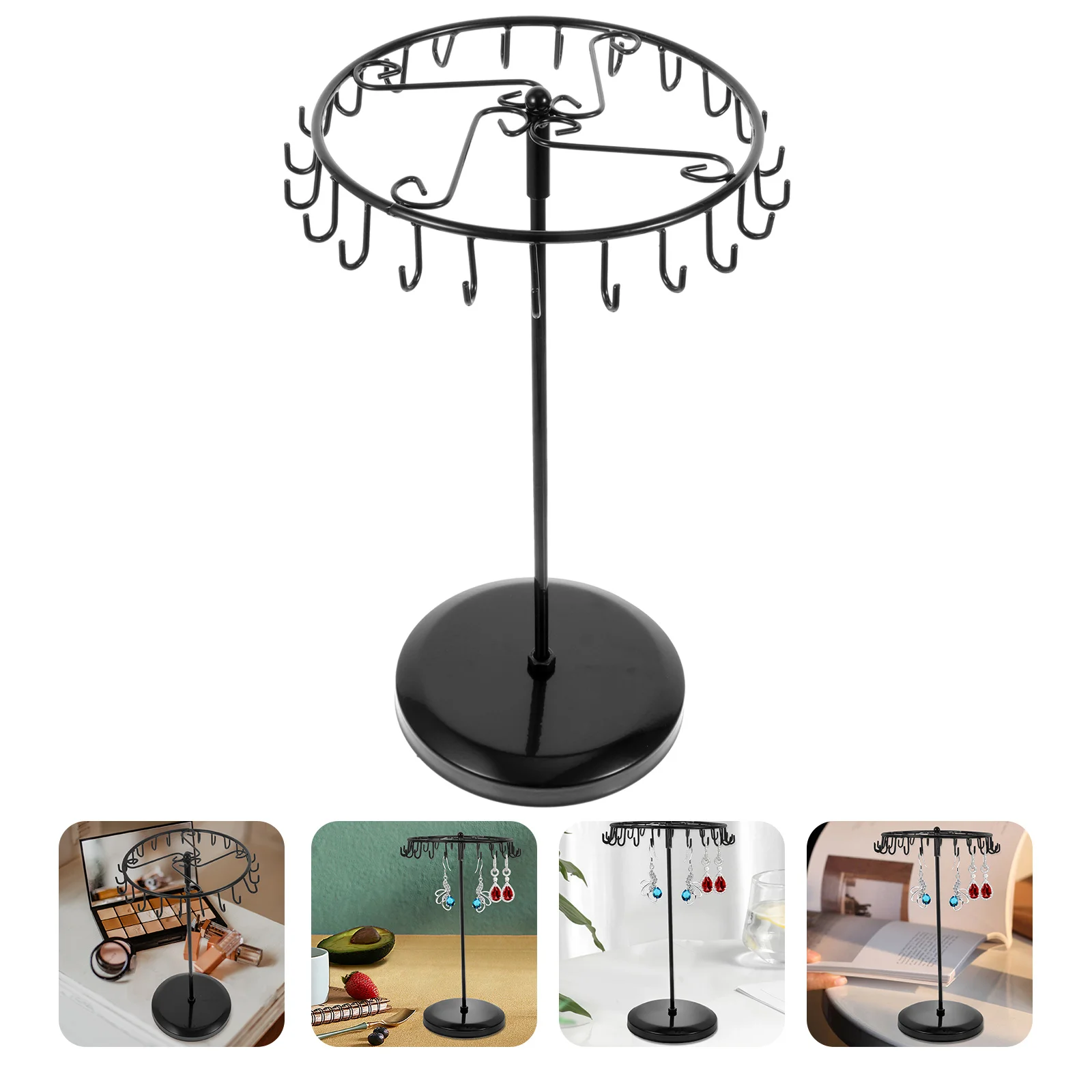 Earring Jewelry Rack Iron Display Stand For Earrings Simple Jewelry Stand Organizer Holder Rotatable Chic Decorative Rack