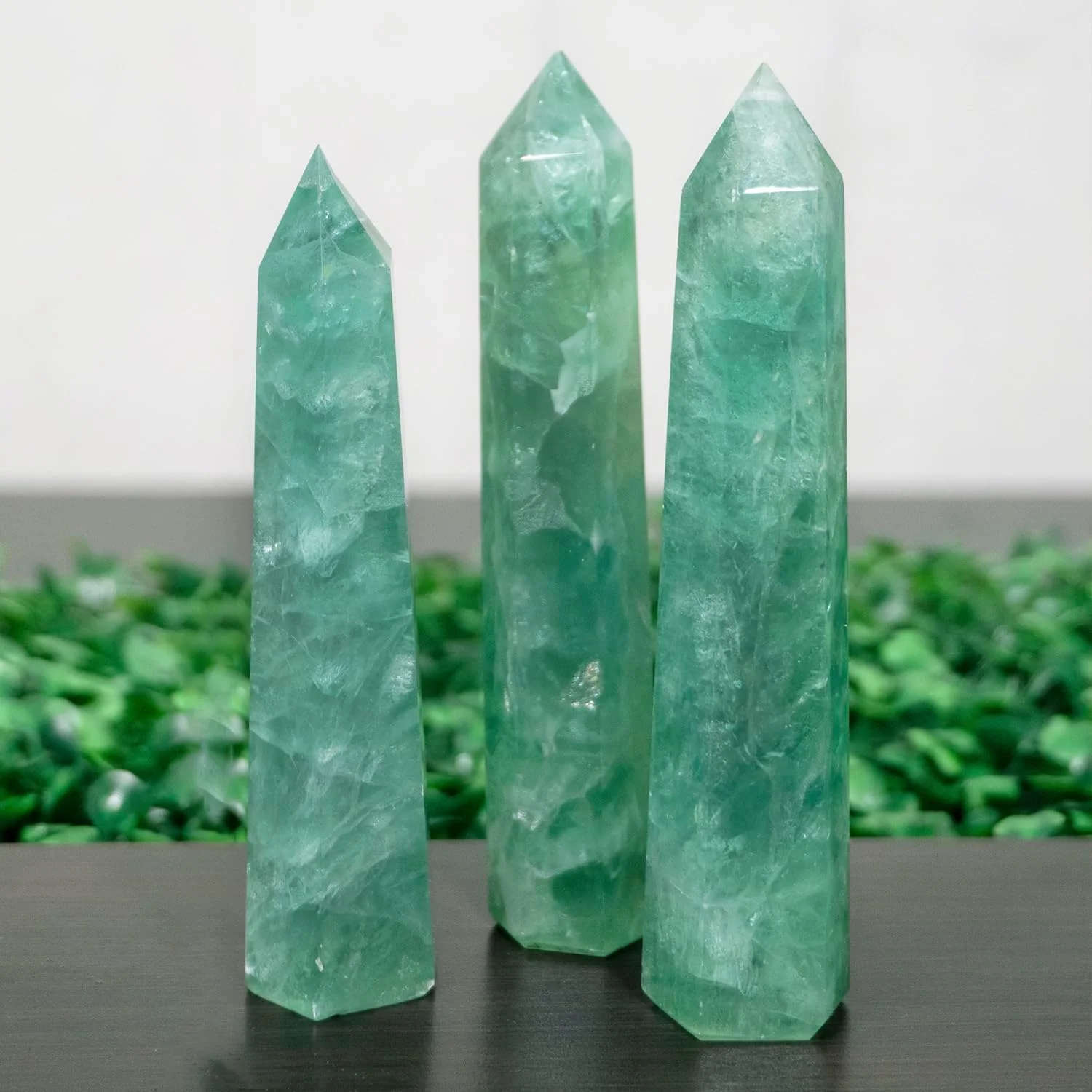 15cm Hand Polished Natural Green Fluorite Crystal Tower Single Point Obelisk Wand Chakra Reiki Meditation Witchcraft Altar Desktop Ornament Spiritual Gift
