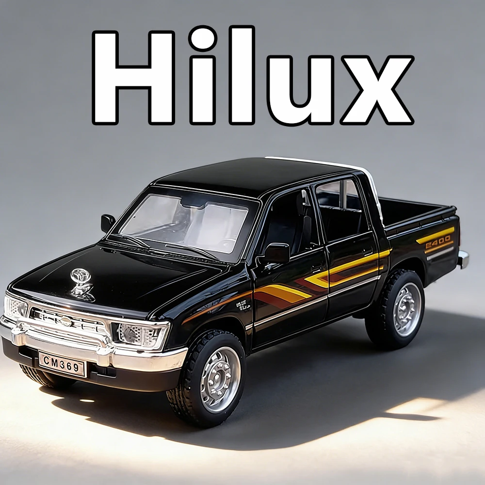 1:32 ハイラックスピックアップ タンドラ 合金ダイキャストモデル おもちゃ 車 サウンドライト プルバック ドア開閉 ミニチュア車両 子供向けホリデーギフト
