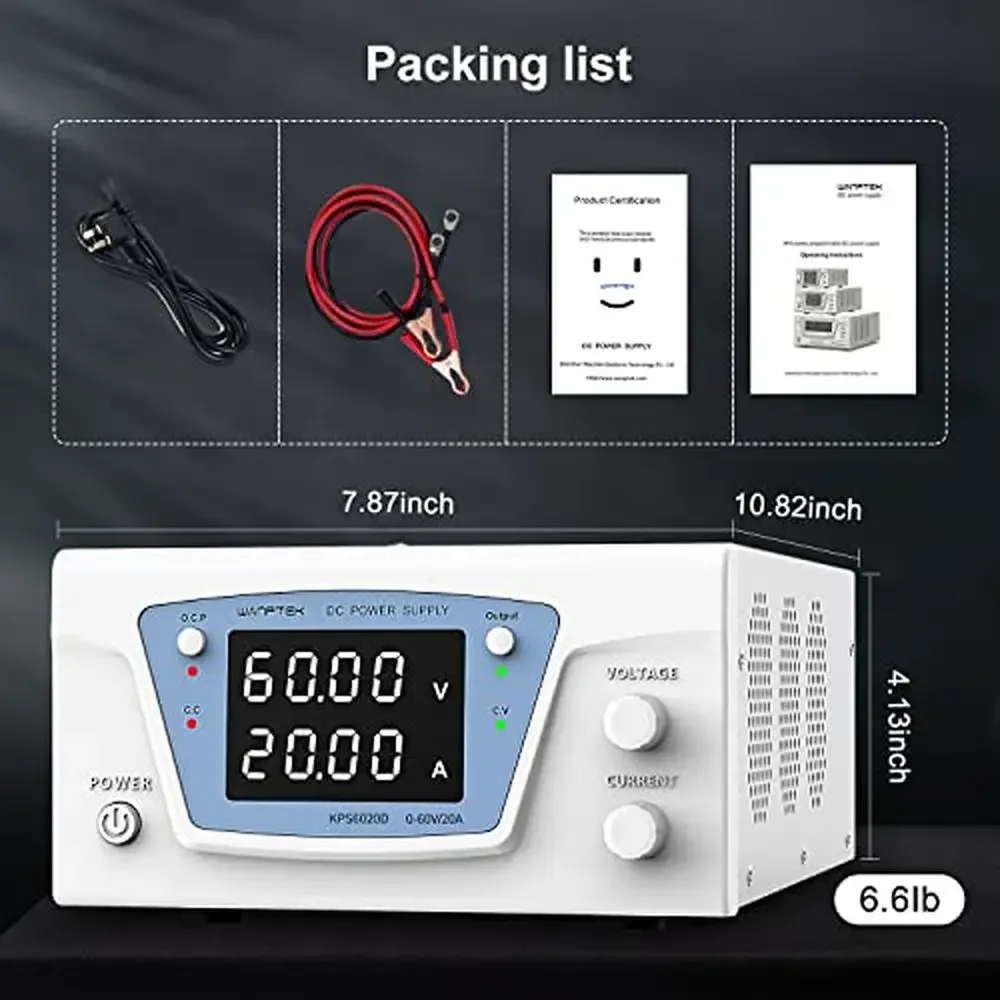 Interruttore a manopola encoder Alimentatore CC Alimentatore da banco variabile con funzionalità OCP 0-30 V 0-20 A Kit di alimentazione regolabile