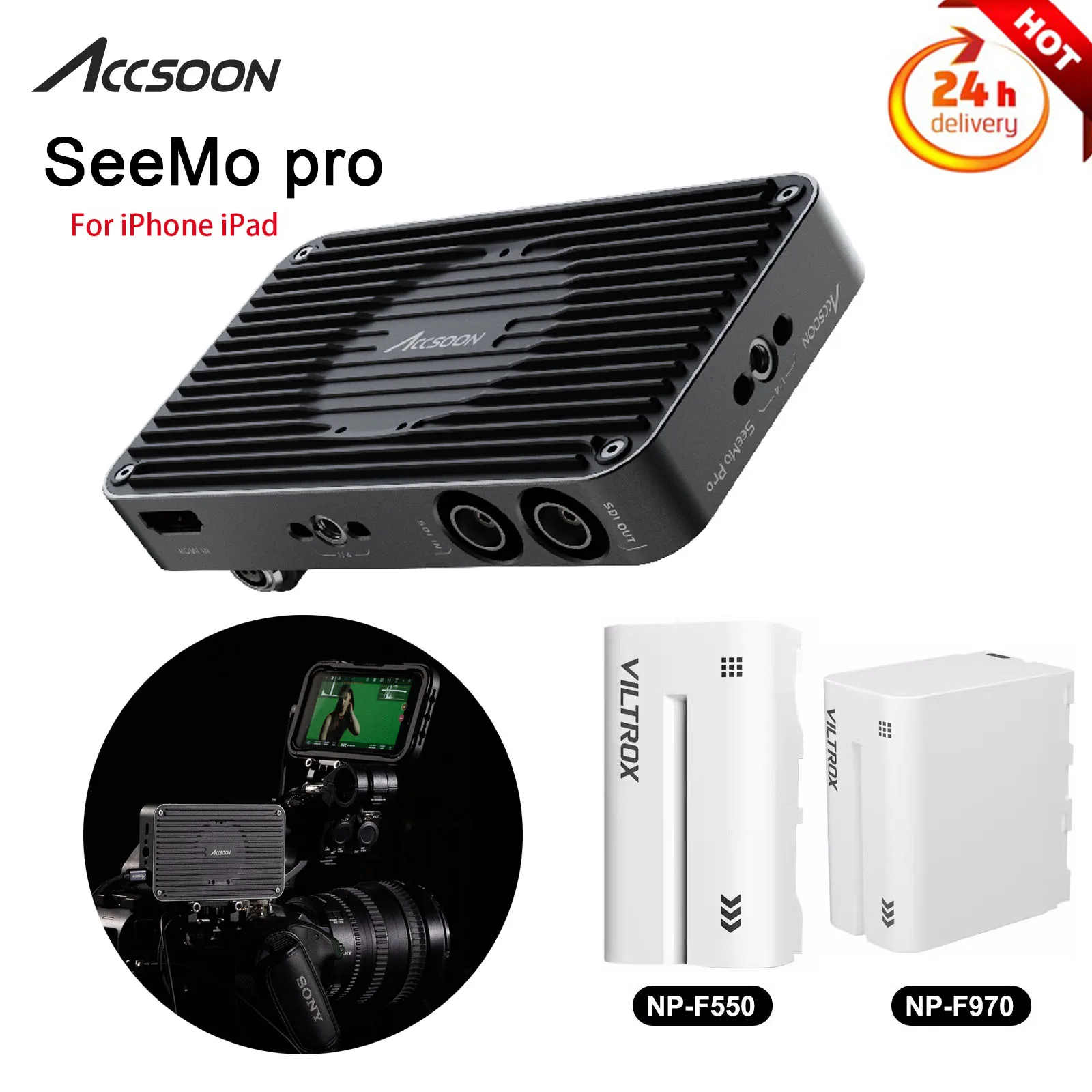 

Accsoon SeeMo Pro iPhone HD Video Capture Adapter for monitoring/recording/streaming 1080p HD 60fps SDI&HDMI-compatible adapter