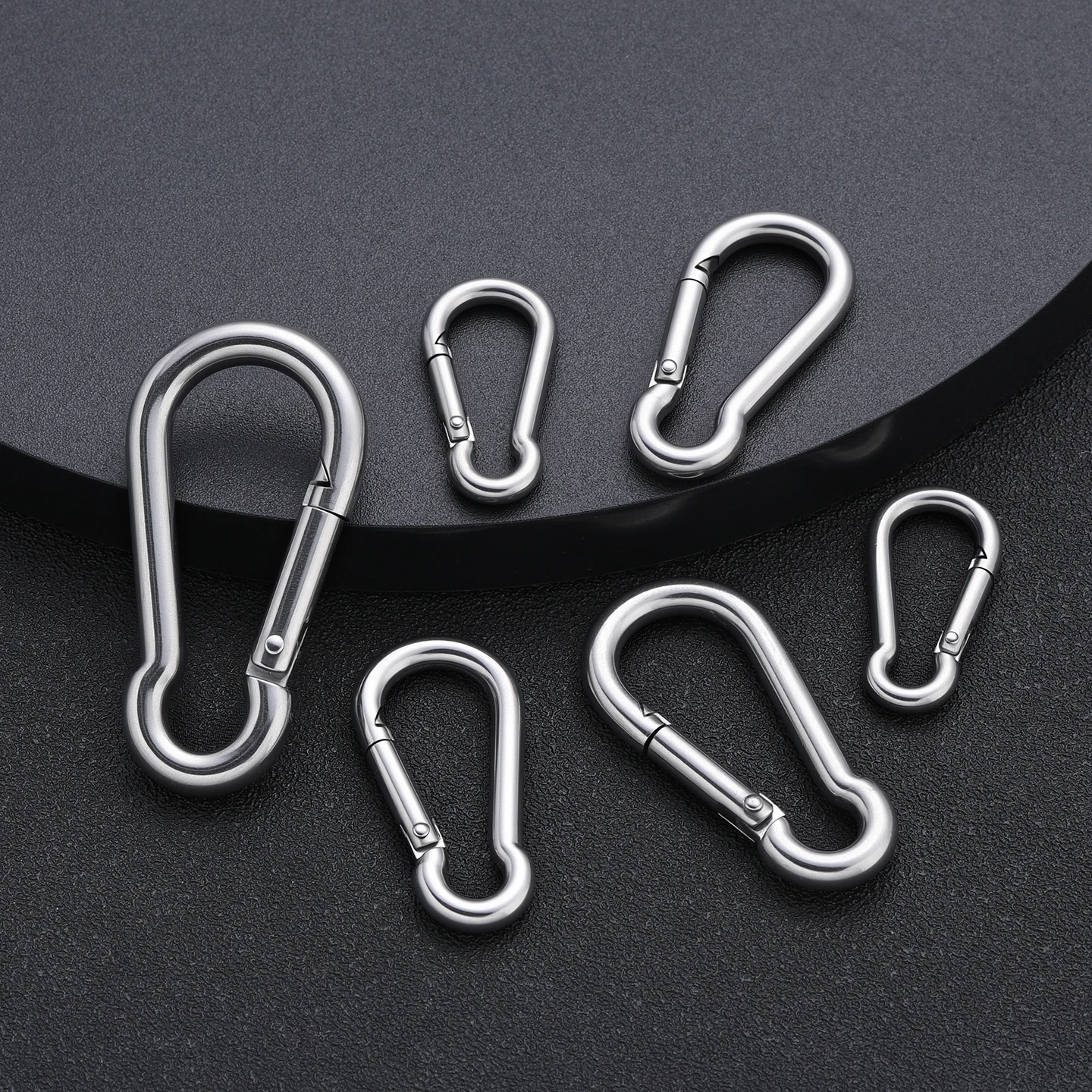 2pcs Spring Hook Quick Link Spring Snap Carabiner Stainless Steel 40 50 60 70mm Lock Ring Hook Climbing Safety Buckle image 3