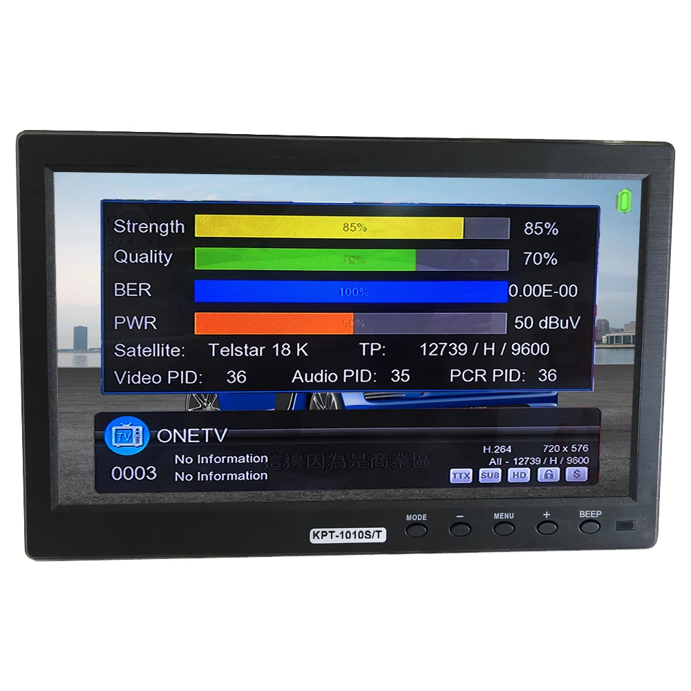 Imagem -03 - Localizador de Satélite Lcd com Localizador de Sinal Análise de Espectro Mp4 Hevc H.265 Avs Avs Avs Avs Avs Dvb-s2 Dvb-t2 Dvb-c Combo 10.1 Kpt1011st