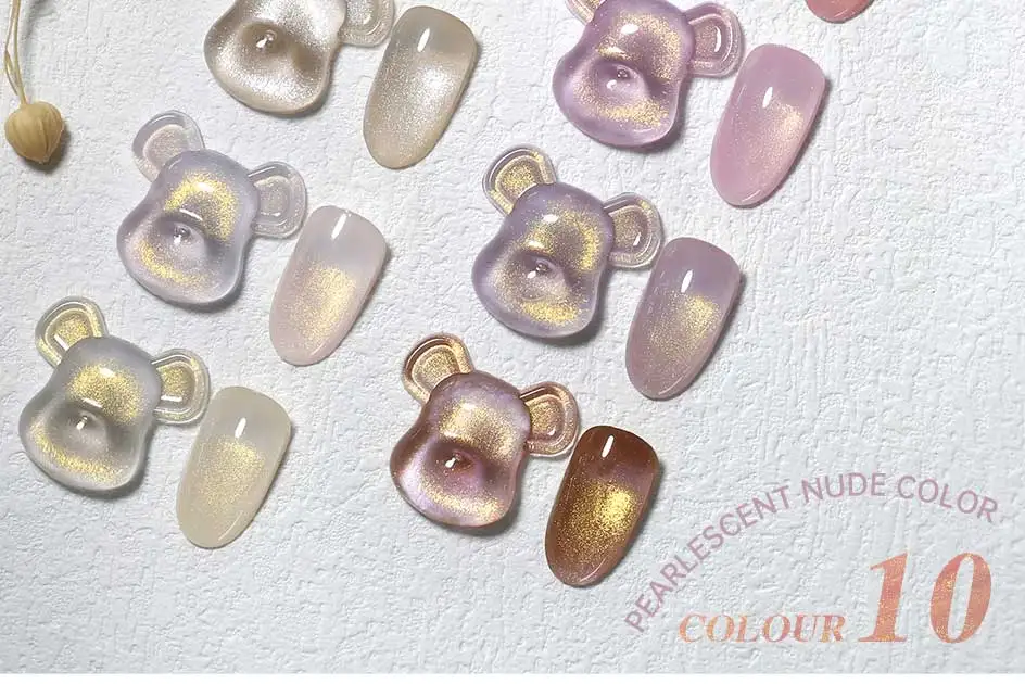 Clou Beaute Irisierender Perleffekt Glitzer-Farbgel Nagellack Auroras UV-Gel Lack Semi-Permanente Maniküre Fadenschale – Detail 2