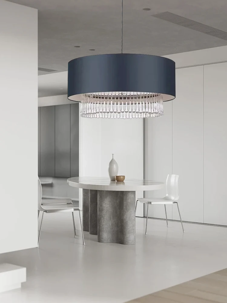 

2025 Minimalist Crystal Pendant Textile Chandelier Light Luxury Home Decor Led Lighting Lustres De Teto Designer Lamps