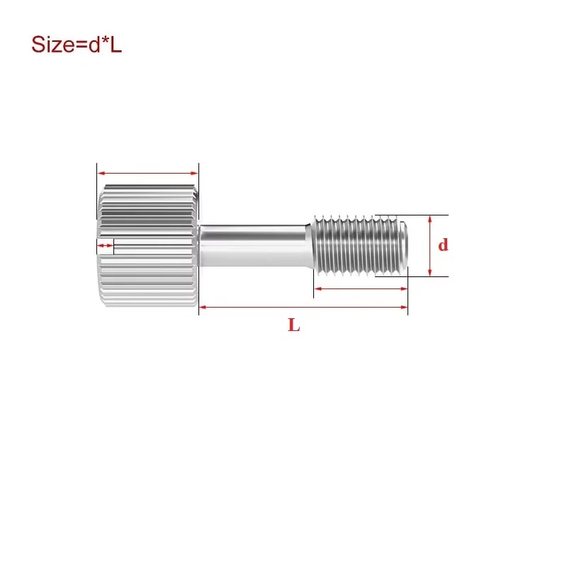 304 Stainless Steel Short Head Slotted Captive Hand Screw Metric Knurled Thumb Anti-loosening Screws Bolts M3 M4 M5 M6