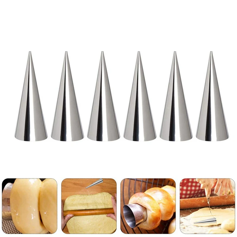 30PCS Mold Cone Croissants Tube Stainless Steel Non-Stick Cannoli Forms Cream Horn Danish Pastry Mold Cone Tubes