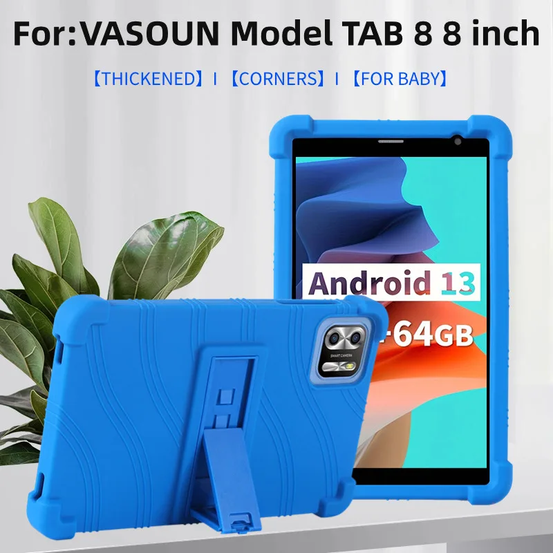 For VASOUN Model TAB 8 8 inch Tablet Case Super Shockproof Soft Silicone Protective Case Stand Cover Thickened four-corner