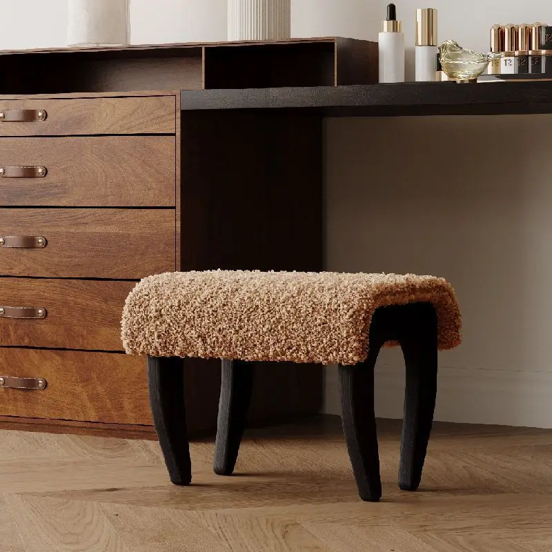 

Customizable antique solid wood shoe changing stool household door makeup entry door retro