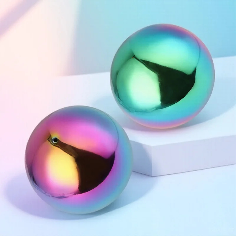 

2 Pcs Stainless Steel Ball Rainbow Reflective Garden Balls Small Gazing Mirror Globes