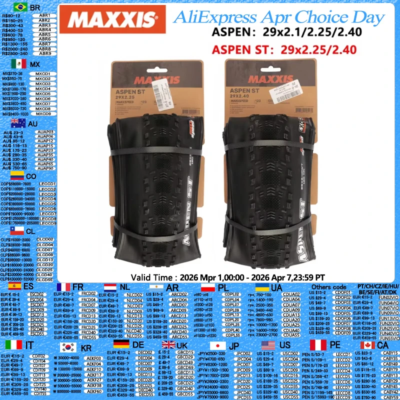 MAXXIS ASPEN ST Original XC Off-road Bicycle Tires Mountain Bike Vacuum Tires Anti Puncture Tubeless Bike Tire 29x2.1/2.25/2.4