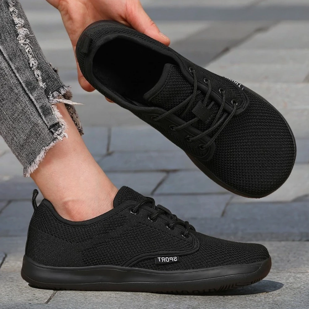 

2025 Summer Men's Running Shoes Barefoot Fitness Mesh Sports Shoes Women Flat Bottom Wide Foot Shoes Slow Running Brand Sneakers
