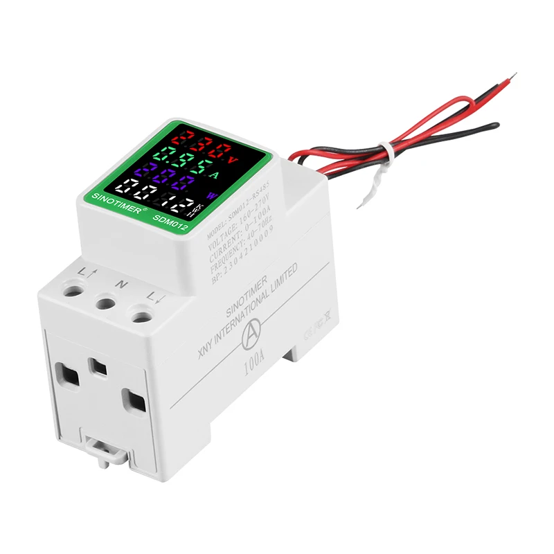 Din Rail Electricity Digital Power Energy Meter Watt Kwh Wattmeter VOLT AMP Frequency Ammeter Voltmeter AC 110V 220V 100A