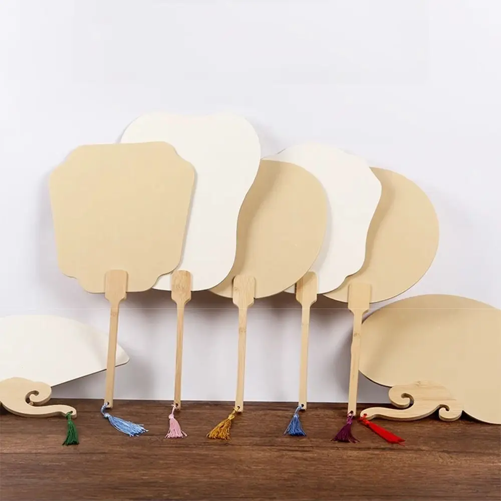 

5Pcs Double-side Paper Hand Fans DIY Painting Handheld Blank Paper Fan Thick Xuan Paper Ornaments Hand Painting Graffiti Fans