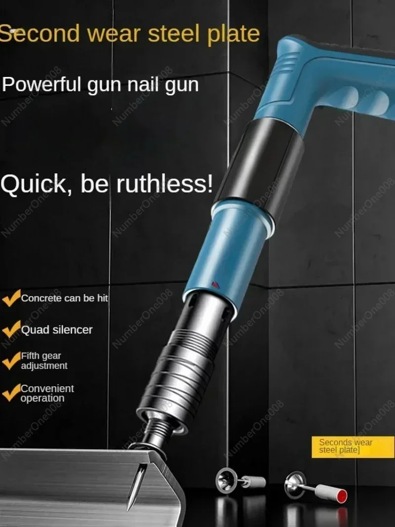 Professional Concrete Ceiling Tool: Quiet Air Nail Gun with Mini Steel Nailer for Hanging ceiling