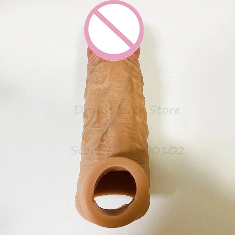 Sex Shop Penis Sleeve Big Cock Reusable Condom Delay Ejaculation Penis Sleeve Dick Male Dildo Enlargers Sex Toy For Men